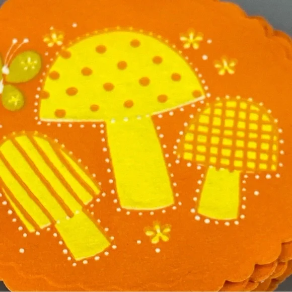 Vintage Paper Coasters MCM mushrooms, plaid, flower power! - Picture 4 of 12